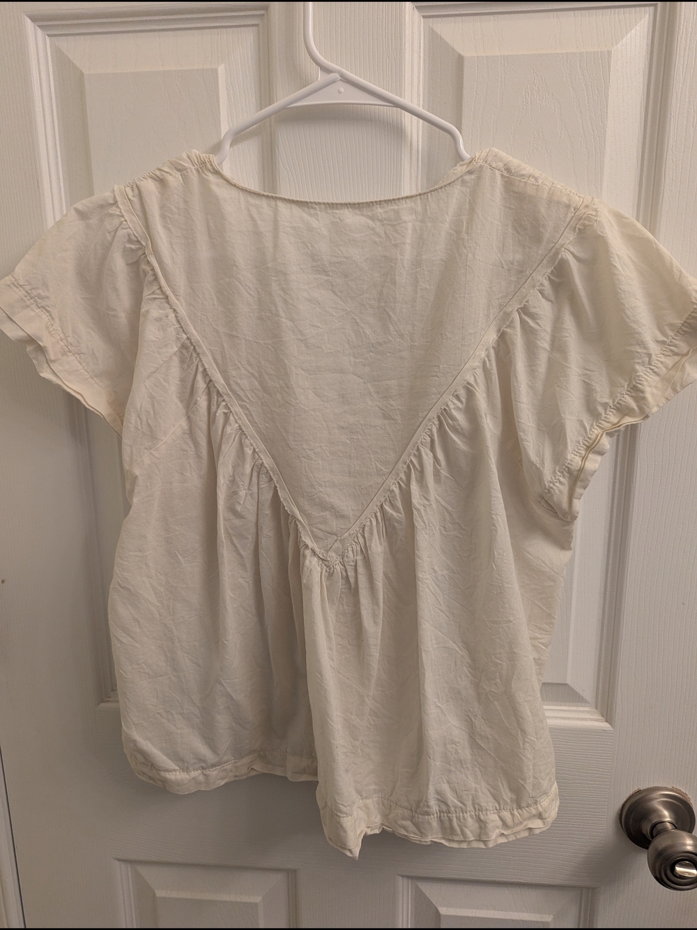 SHEIN Cream V-Neck Flutter Sleeve Blouse - Picture 2 of 3